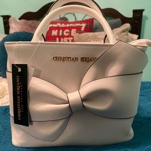 Christian Siriano white bow purse